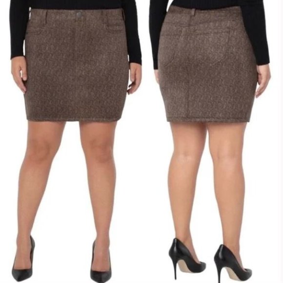 Liverpool Los Angeles Gia Glider Pull-On Herringbone Pencil Skirt - 16 - Picture 1 of 4